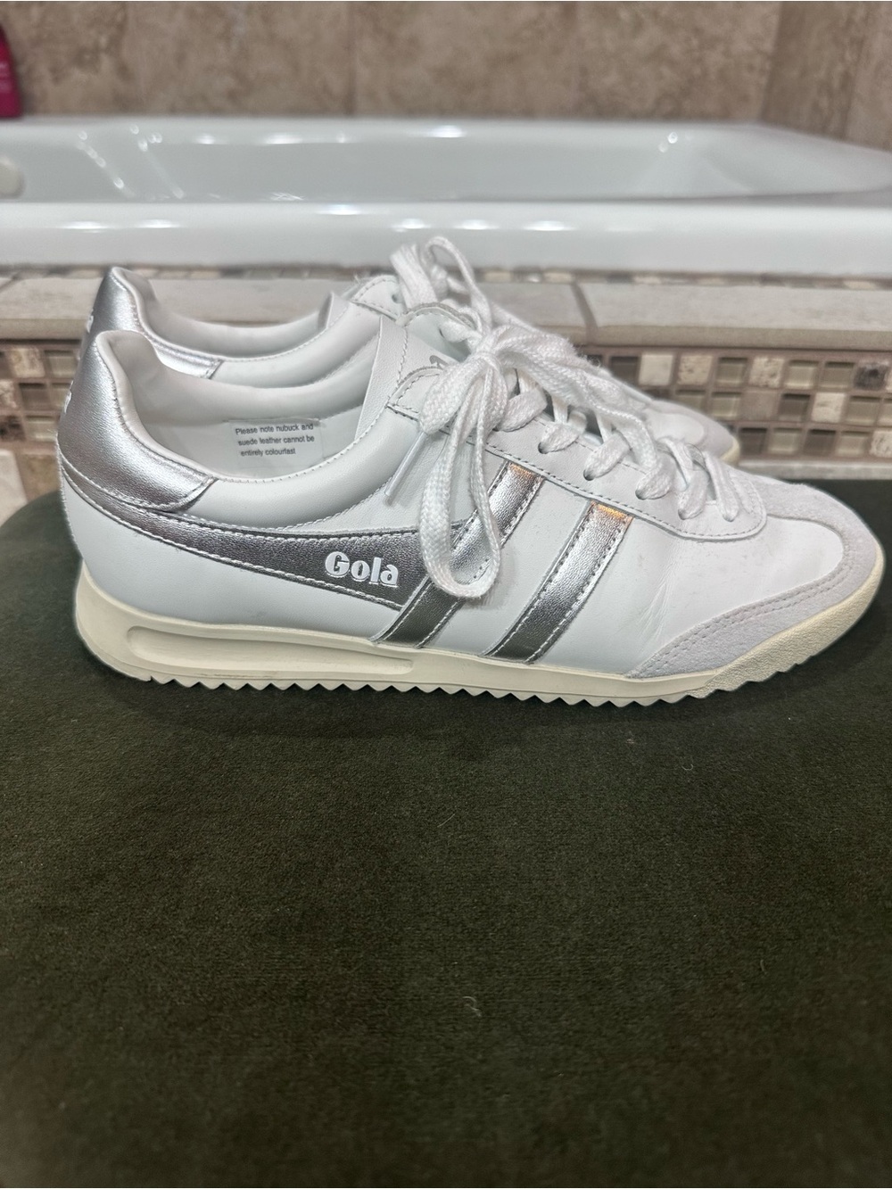 Gola Women's White and Silver Retro Trainer 8